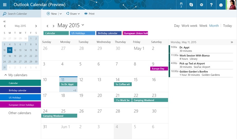 outlook for mac calendar shows striped background